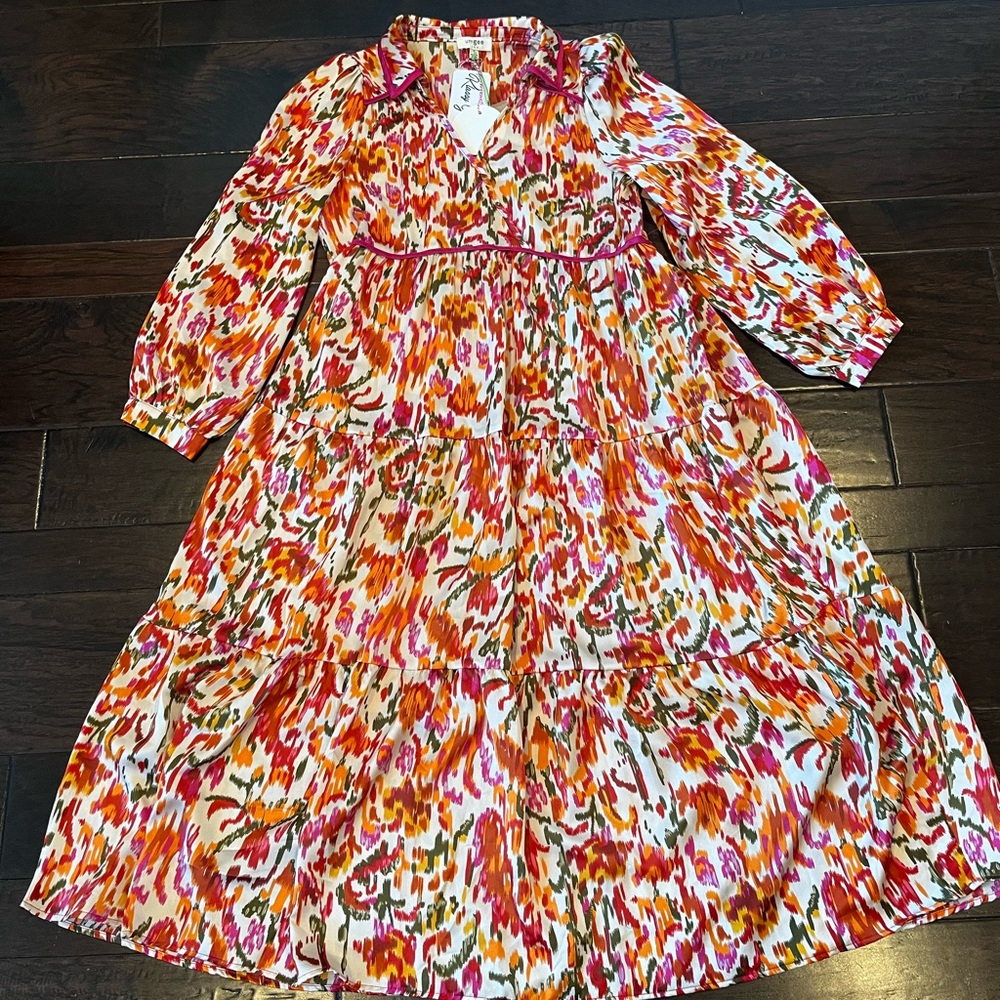 NWT Umgee Tierd Maxi Dress with Belt, Size Small